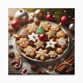 Christmas Cookies On A Plate Canvas Print