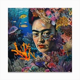 Frida Kahlo and the Coral Reef. Animal Conservation Series Canvas Print
