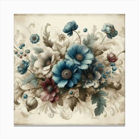 Elegant Botanical Harmony, A Vintage Floral Canvas Print