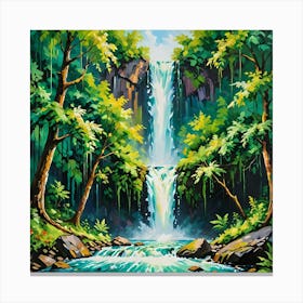 Waterfall In The Forest Canvas Print