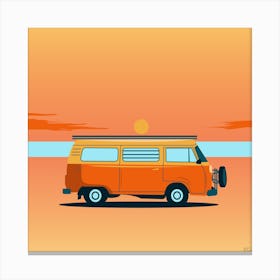Volkswagen Camper Van at Sunset 1 Canvas Print