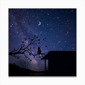 Cat On A Tree Canvas Print