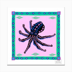 Black Octopus Square Canvas Print