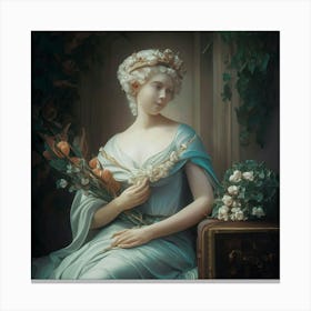 Lady With Flowers Canvas Print