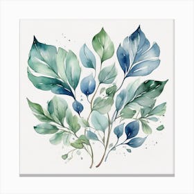 Fan of green-blue transparent leaves 4 Canvas Print