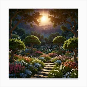 Fairy Garden At Night 4 Canvas Print