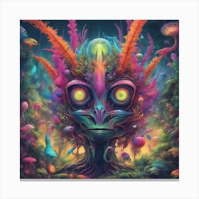 Imagination, Trippy, Synesthesia, Ultraneonenergypunk, Unique Alien Creatures With Faces That Looks (11) Canvas Print