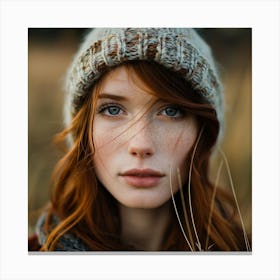 Portrait Of A Young Woman With Freckles Canvas Print