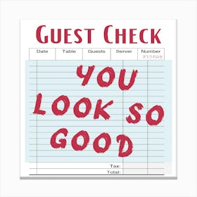 Guest Check 1 Canvas Print