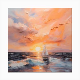 Sailboat At Sunset Canvas Print