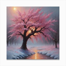 Pink Tree On The Ice Canvas Print