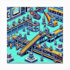 8-bit robot factory 3 Canvas Print