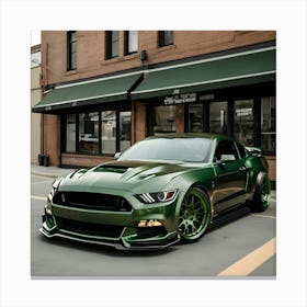 A Green Ford Mustang With Full Body Kit 2 Canvas Print