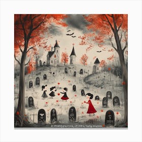 Children In The Cemetery Canvas Print