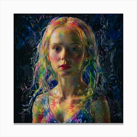 Girl With Rainbow Hair Canvas Print