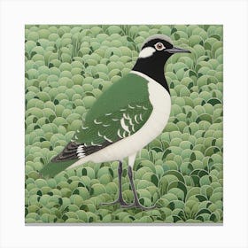 Ohara Koson Inspired Bird Painting Lapwing 2 Square Canvas Print