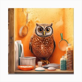 Owl In The Kitchen Canvas Print