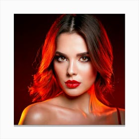 Firefly Fiery Woman With Intense Scarlet Gaze 40171 (2) Canvas Print