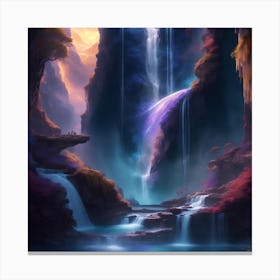 Photorealistic Multiverse Waterfall In The Style Of Fantasy Art Canvas Print