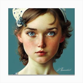 Portrait Of A Girl With Blue Eyes Canvas Print