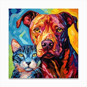 Dog And Cat Painting 4 Canvas Print