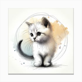Watercolor Kitten Illustration Canvas Print