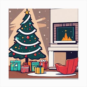 Christmas Tree In The Living Room 91 Canvas Print