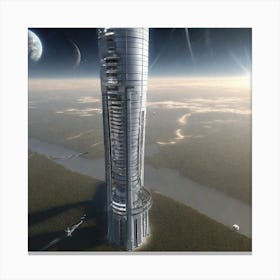 In The Year 2154, Humanity Has Finally Achieved The Long Sought Goal Of Building A Space Elevator, A Towering Structure That Stretches From The Surface Of The Earth To Geostationary Orbit Canvas Print