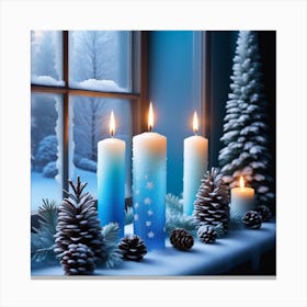 Christmas Scene With Candles Canvas Print