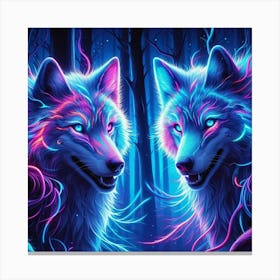 Cosmic Electric Wolves Canvas Print
