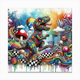 Psychedelic Dinosaur 4 Canvas Print