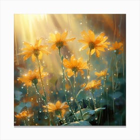 Daisies In The Rain Canvas Print