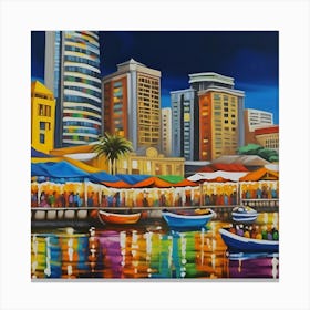 Waterfront market Canvas Print