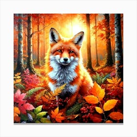 Fox In The Forest Canvas Print