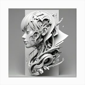 3d Rendering Of A Woman'S Head Canvas Print