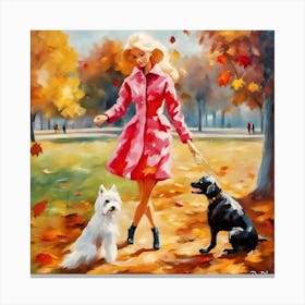 'Barbie And Her Dogs' Canvas Print