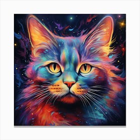 AI Galactic Cat's Cradle: Watercolour Wonders  Canvas Print