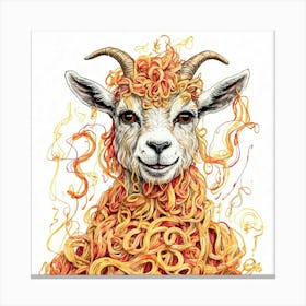 Goat With Spaghetti Canvas Print