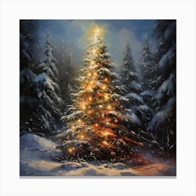 Christmas Tree In The Forest Canvas Print