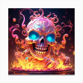 Skull In Flames 1 Canvas Print