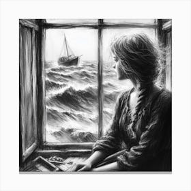 Girl At The Window Canvas Print