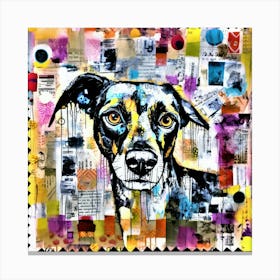 Canine Dog - Collaged Dog Canvas Print