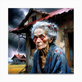 Old Lady In The Storm Canvas Print