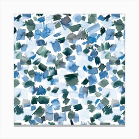 Abstract Watercolor Painting Blue Square Canvas Print