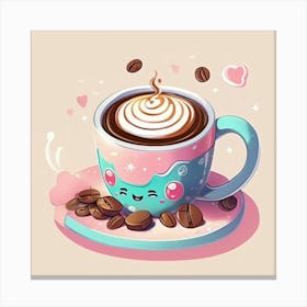 Kawaii Coffee 2 Canvas Print