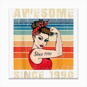 33 Year Old Awesome Since 1990 33rd Birthday Gifts Women Canvas Print