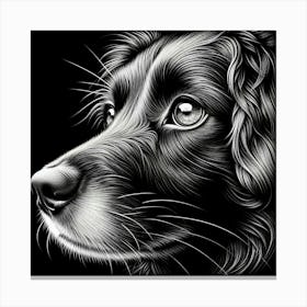 Black And White Dog Portrait Canvas Print
