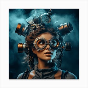 Steampunk Woman With Glasses Canvas Print