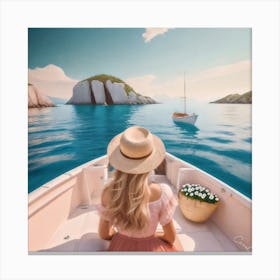 Girl On A Boat Canvas Print