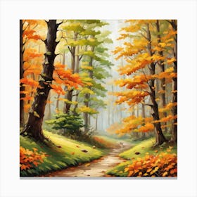 Forest In Autumn In Minimalist Style Square Composition 249 Canvas Print